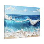 Ocean Waves Matte Canvas Wall Art — Blue Seascape Stretched Canvas