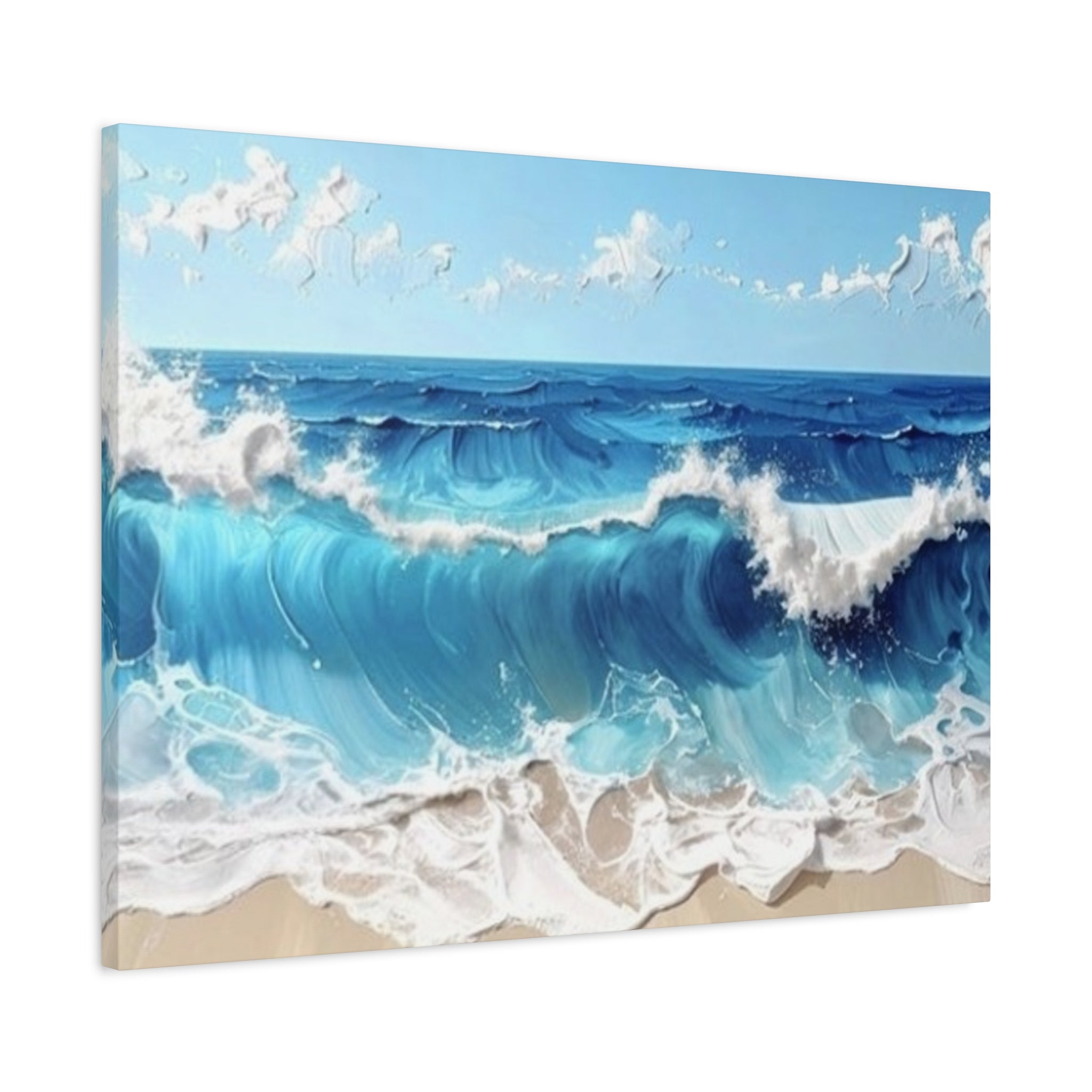 Ocean Waves Matte Canvas Wall Art — Blue Seascape Stretched Canvas