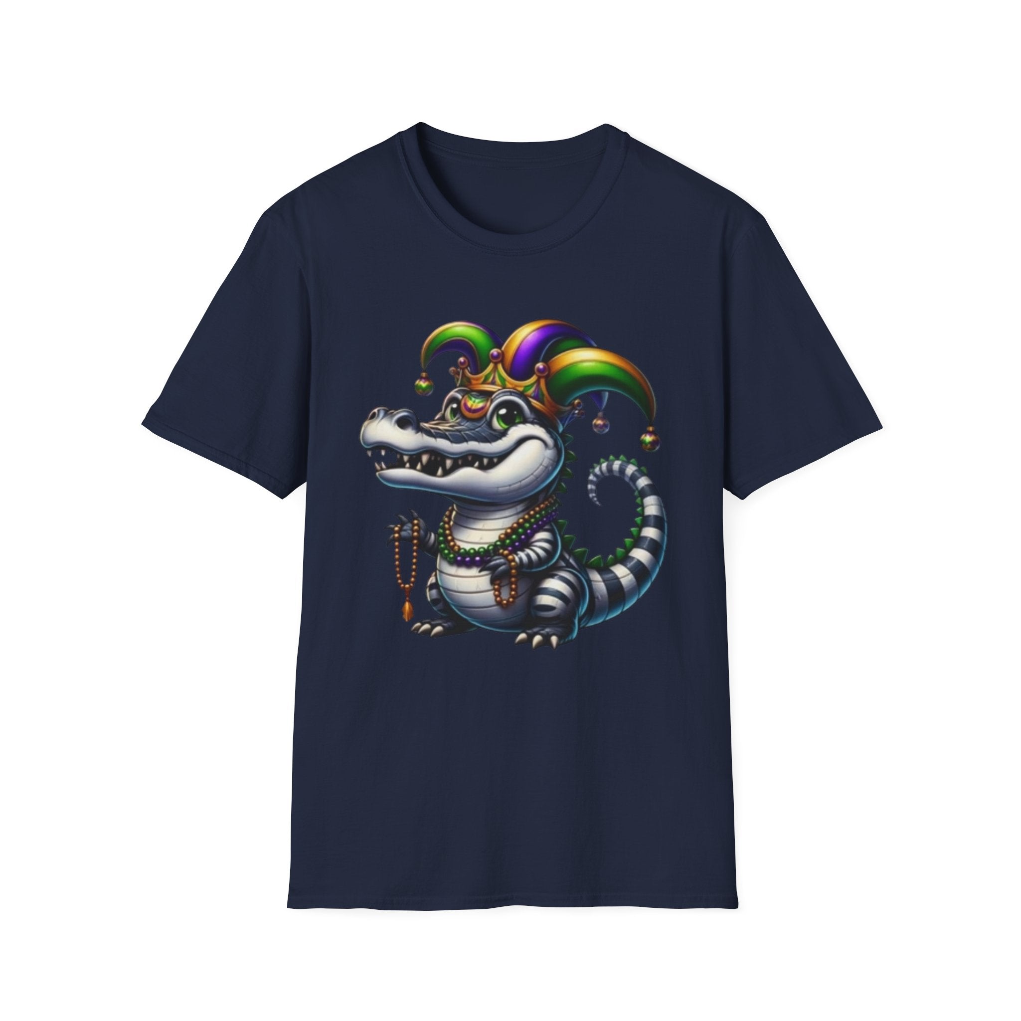 Mardi Gras Jester Alligator T-Shirt — Carnival Croc Graphic Tee