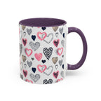 Heart Pattern Accent Coffee Mug — Pink & Navy Love Design (11/15 oz)