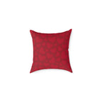 Red Heart Pattern Square Pillow - Valentine Decorative Throw Cushion