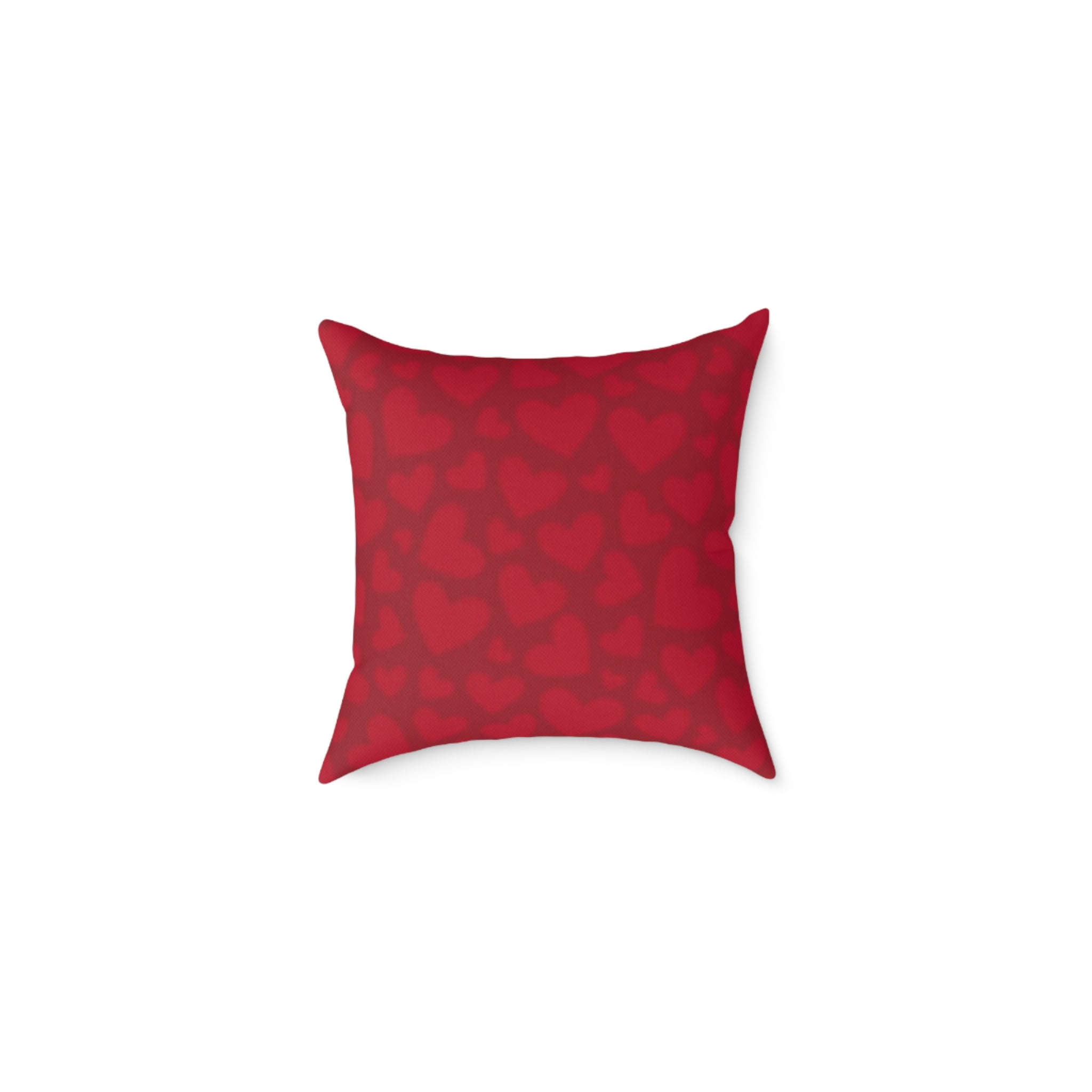 Red Heart Pattern Square Pillow - Valentine Decorative Throw Cushion