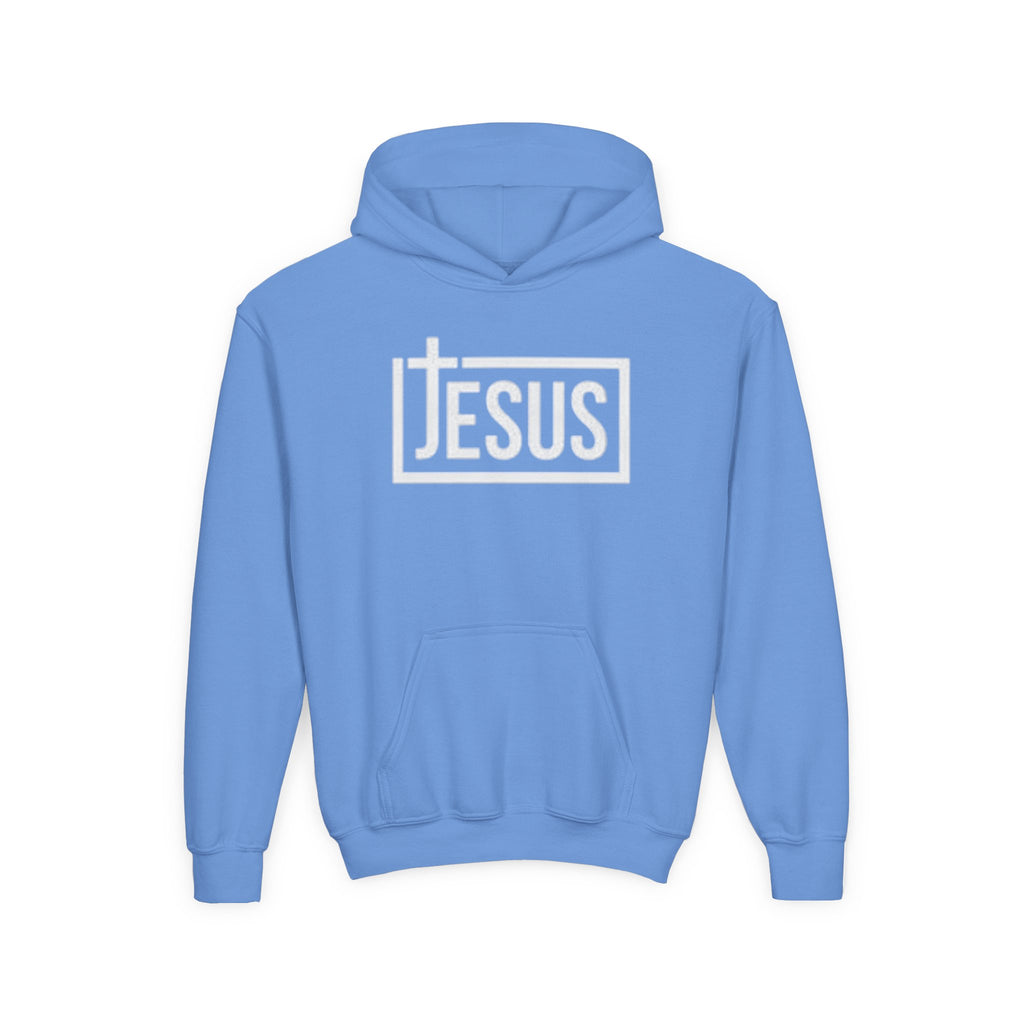 Youth Jesus Hoodie — Christian Faith Pullover with Cross Logo