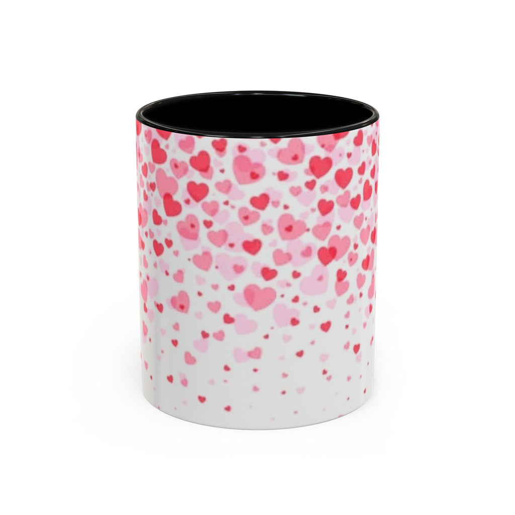 Heart Confetti Accent Coffee Mug — Pink Valentine’s Day Gift (11/15oz)