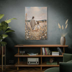 Jesus and Child Walking in Field Canvas Art - Religious Wall Decor