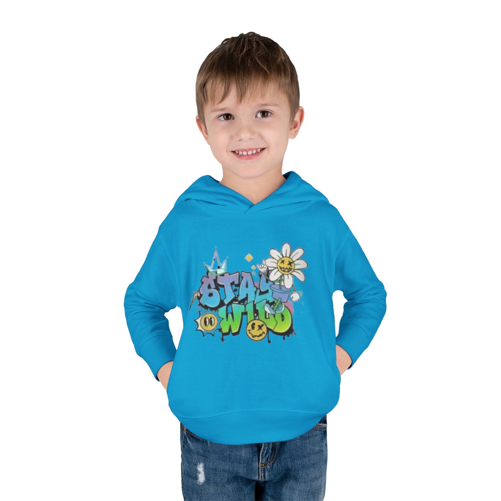 Toddler Hoodie — 'Stay Wild' Graffiti Daisy Pullover