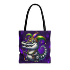 Mardi Gras Gator Tote Bag — Festive Jester Alligator Print