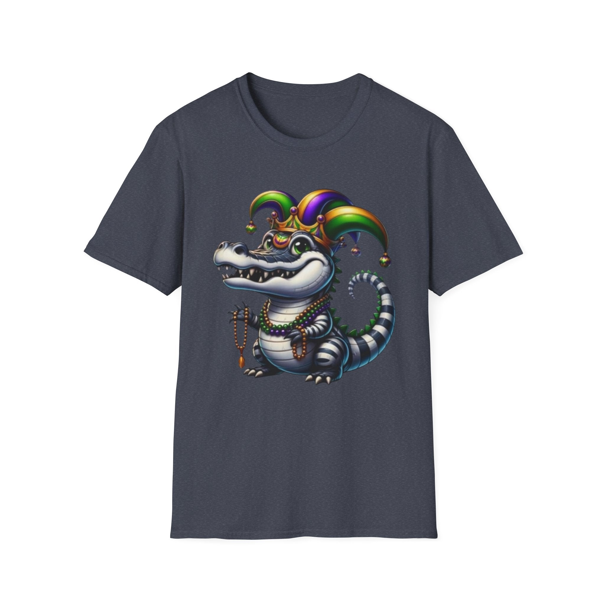 Mardi Gras Jester Alligator T-Shirt — Carnival Croc Graphic Tee