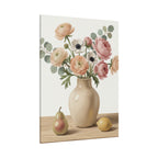 Floral Vase Canvas Wall Art — Pastel Peonies & Ranunculus Stretched Print