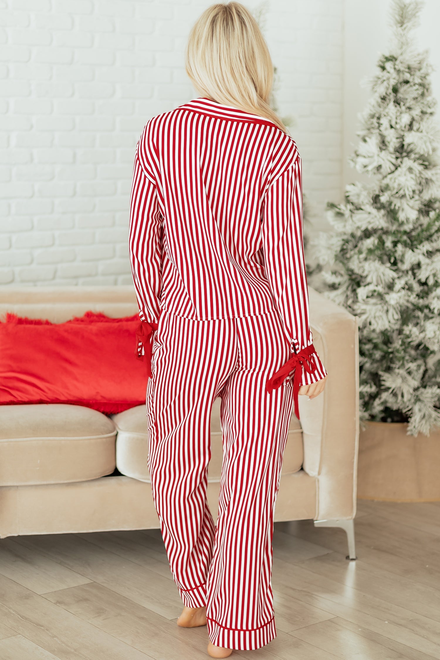 Red Striped 2pcs Pajama Set