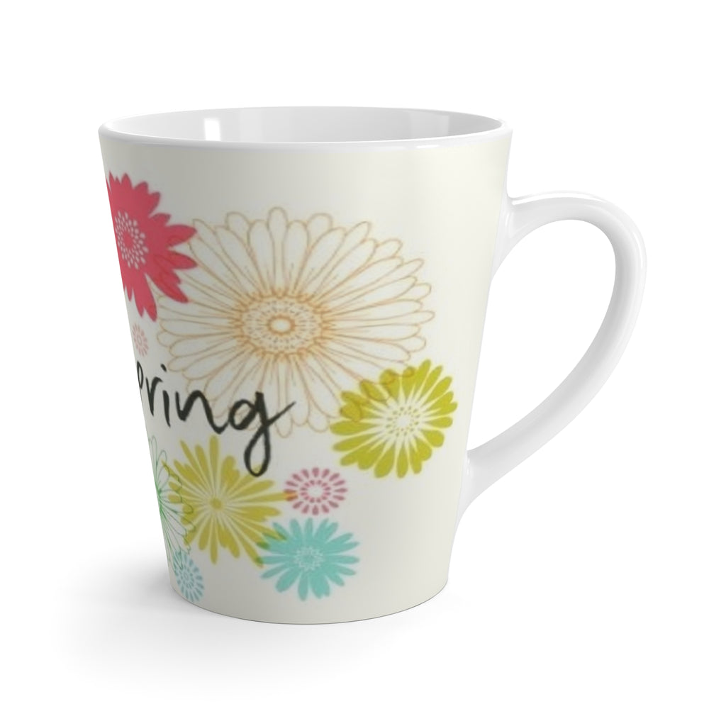 Hello Spring Latte Mug — Floral Pastel Coffee Cup, Garden-Inspired Gift