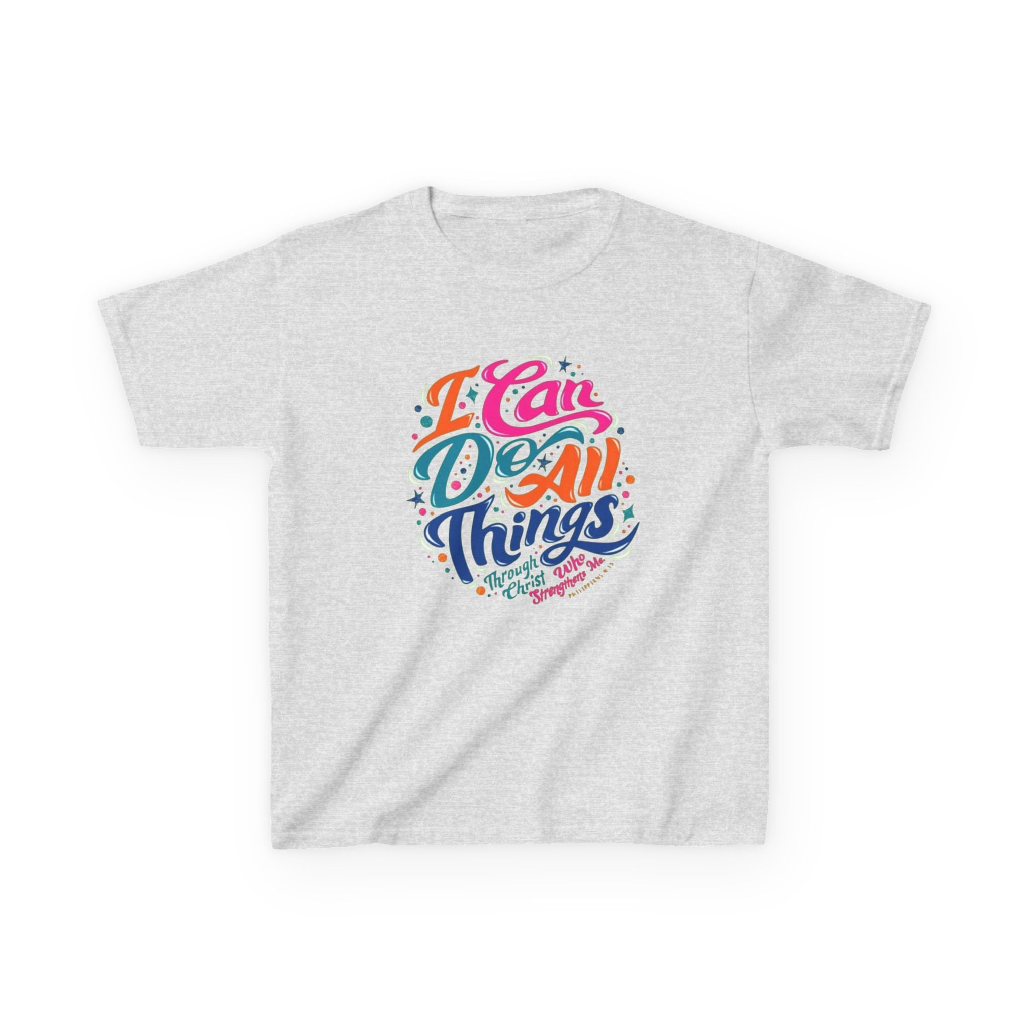 Kids T‑Shirt — "I Can Do All Things" Inspirational Rainbow Tee