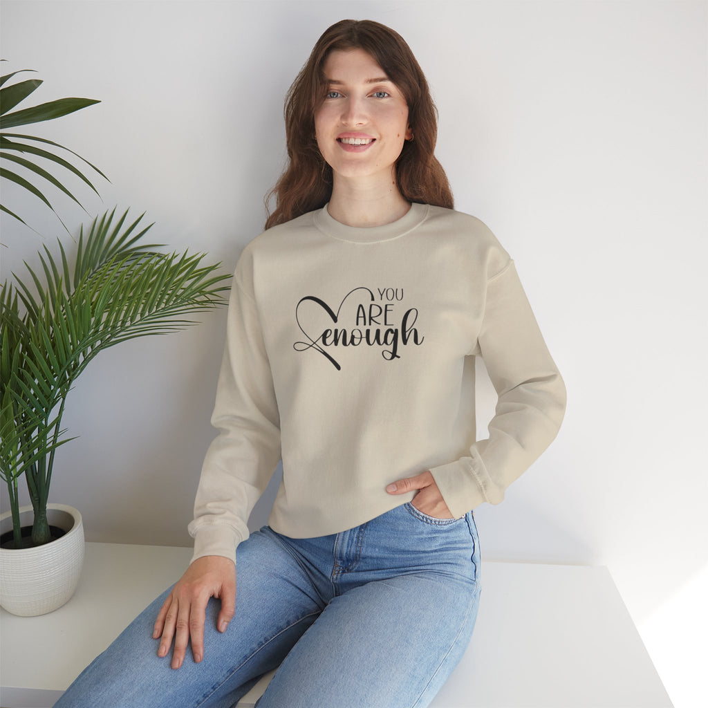 Crewneck Sweatshirt — "You Are Enough" Inspirational Heart Design
