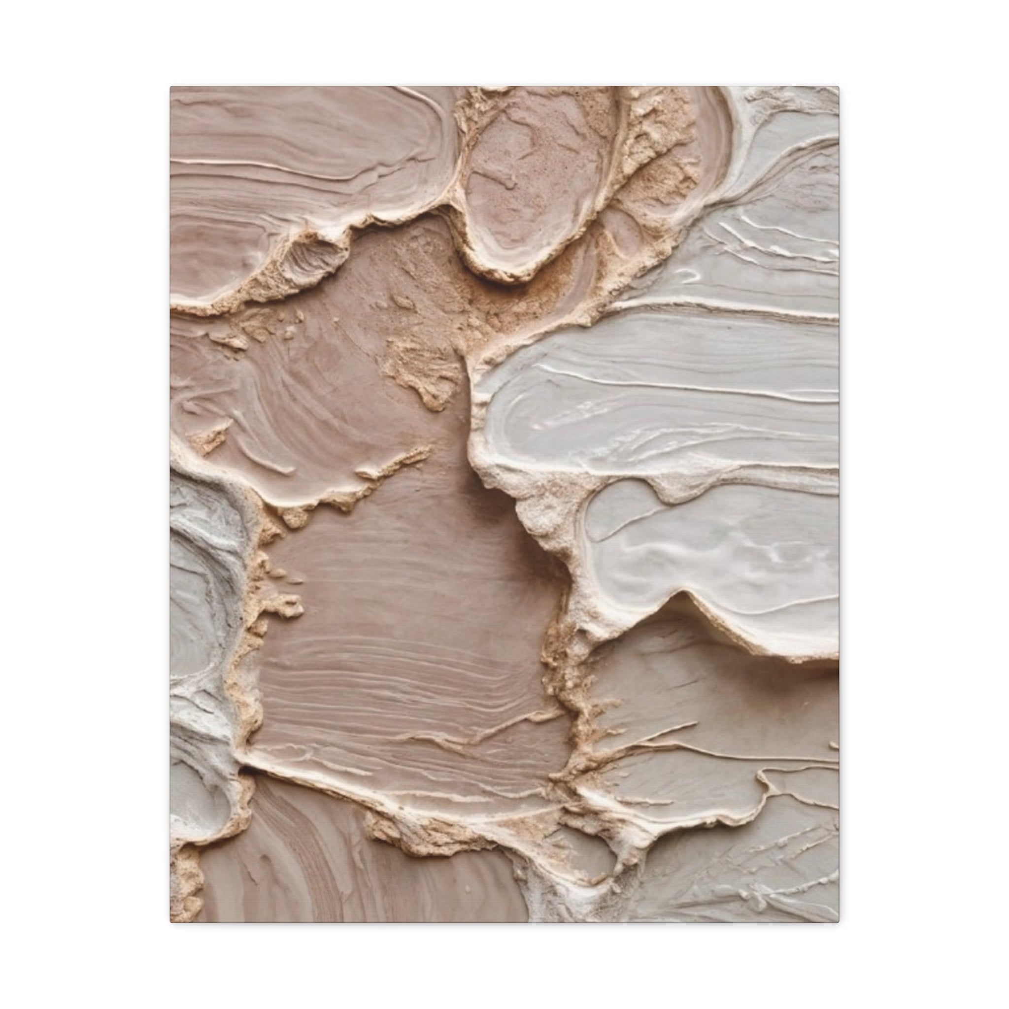 Neutral Textured Abstract Canvas Print — Beige & Cream Wall Art, Matte Stretched 1.25"