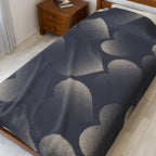 Velveteen Plush Blanket — Cozy Shadow Heart Pattern Throw