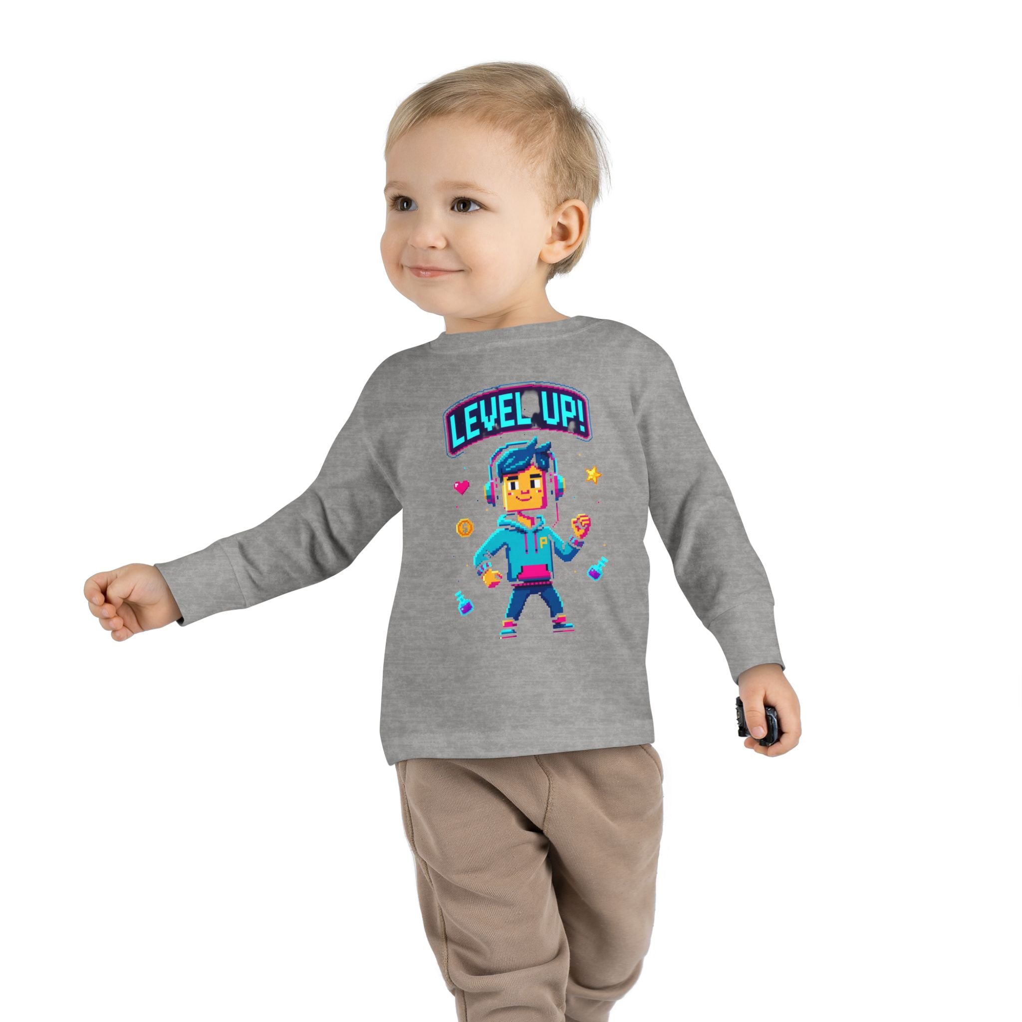 Level Up! Toddler Long Sleeve Tee — Cute Gamer Birthday Shirt