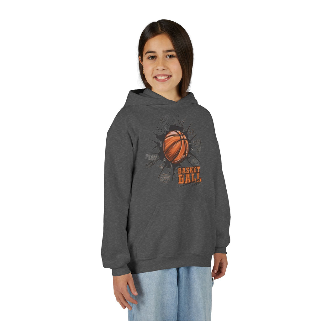 Youth Basketball Hoodie – "Basket Ball" Graphic Pullover for Kids