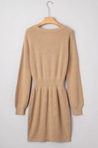Embellished Keyhole Ribbed Sweater Dress