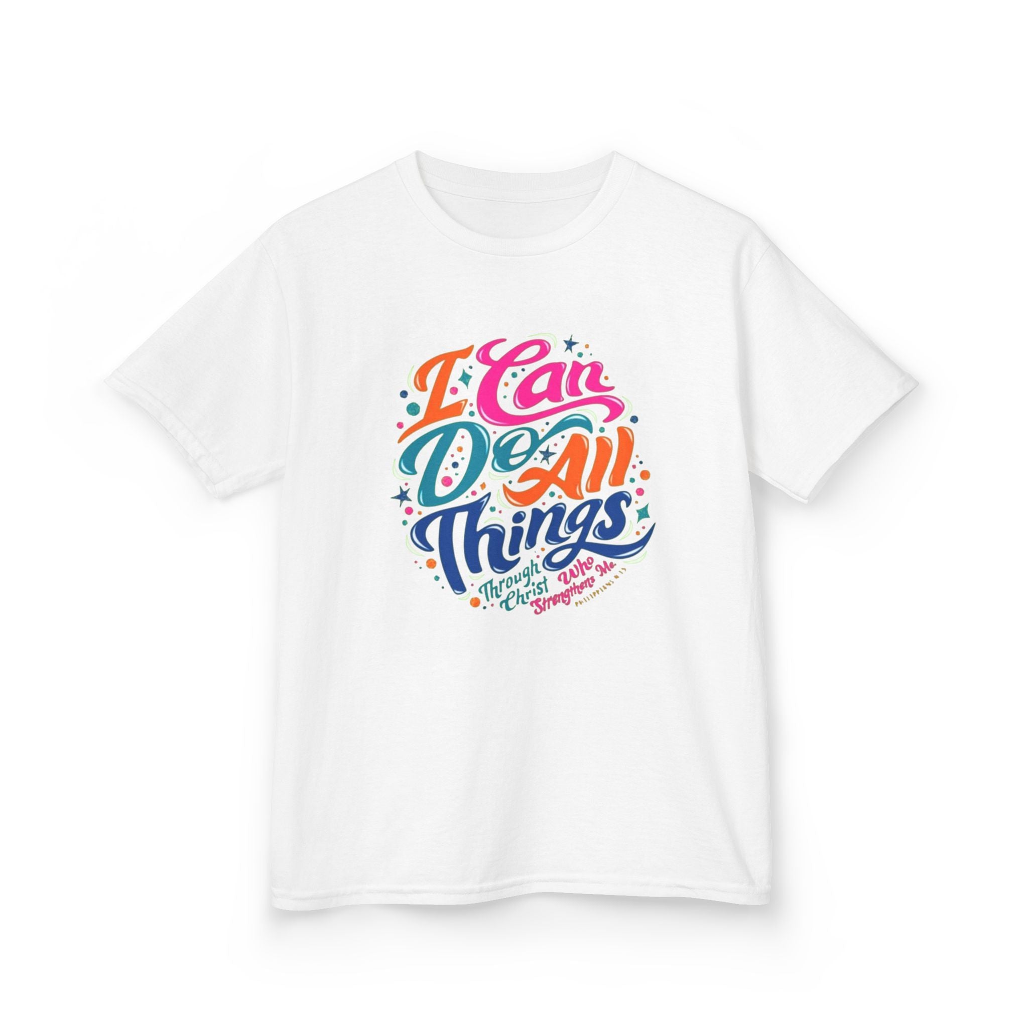 Kids T‑Shirt — "I Can Do All Things" Inspirational Rainbow Tee