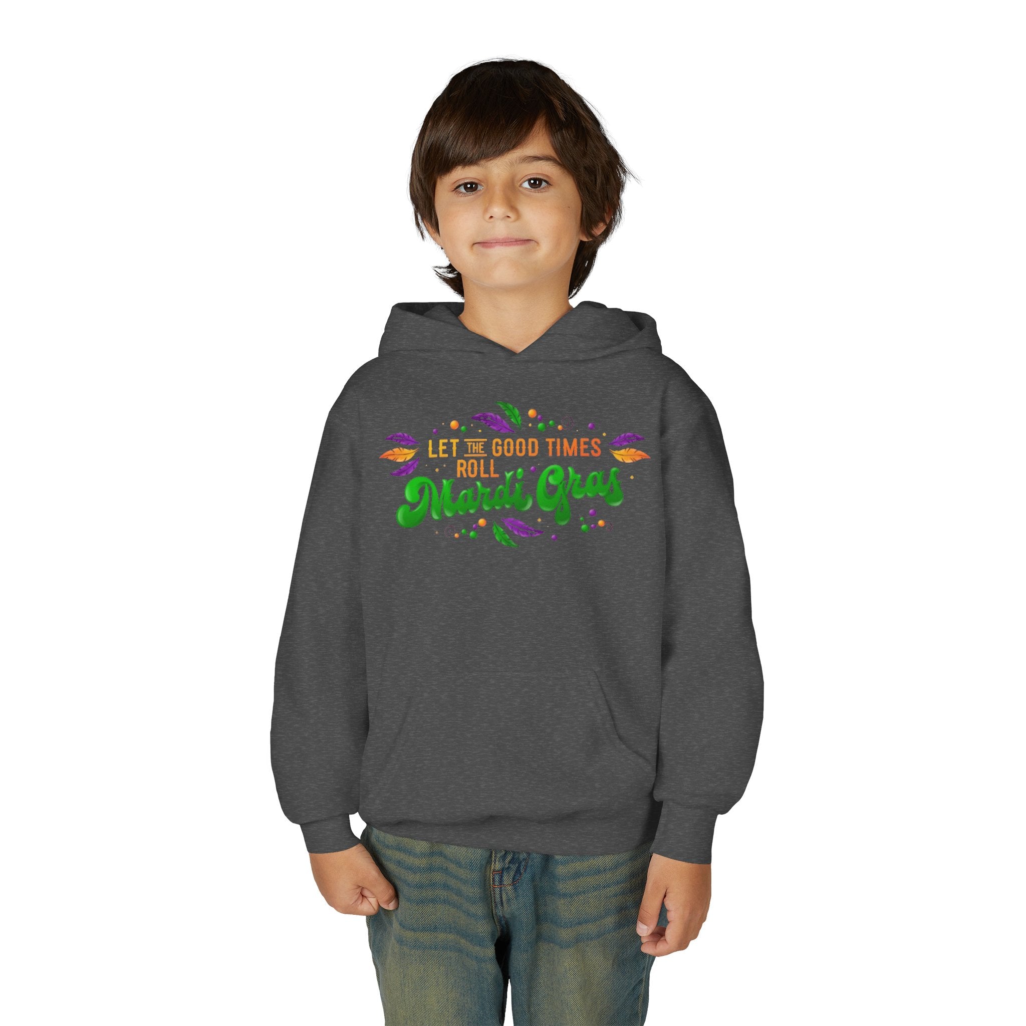 Mardi Gras Youth Hoodie - "Let the Good Times Roll" Celebration Pullover