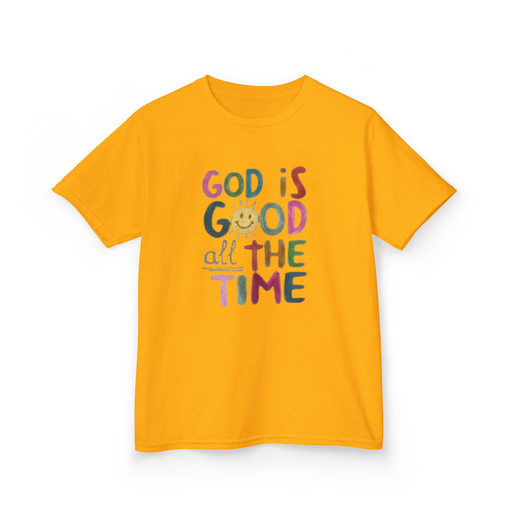 Kids Tee — "God Is Good All The Time" Colorful Faith Graphic