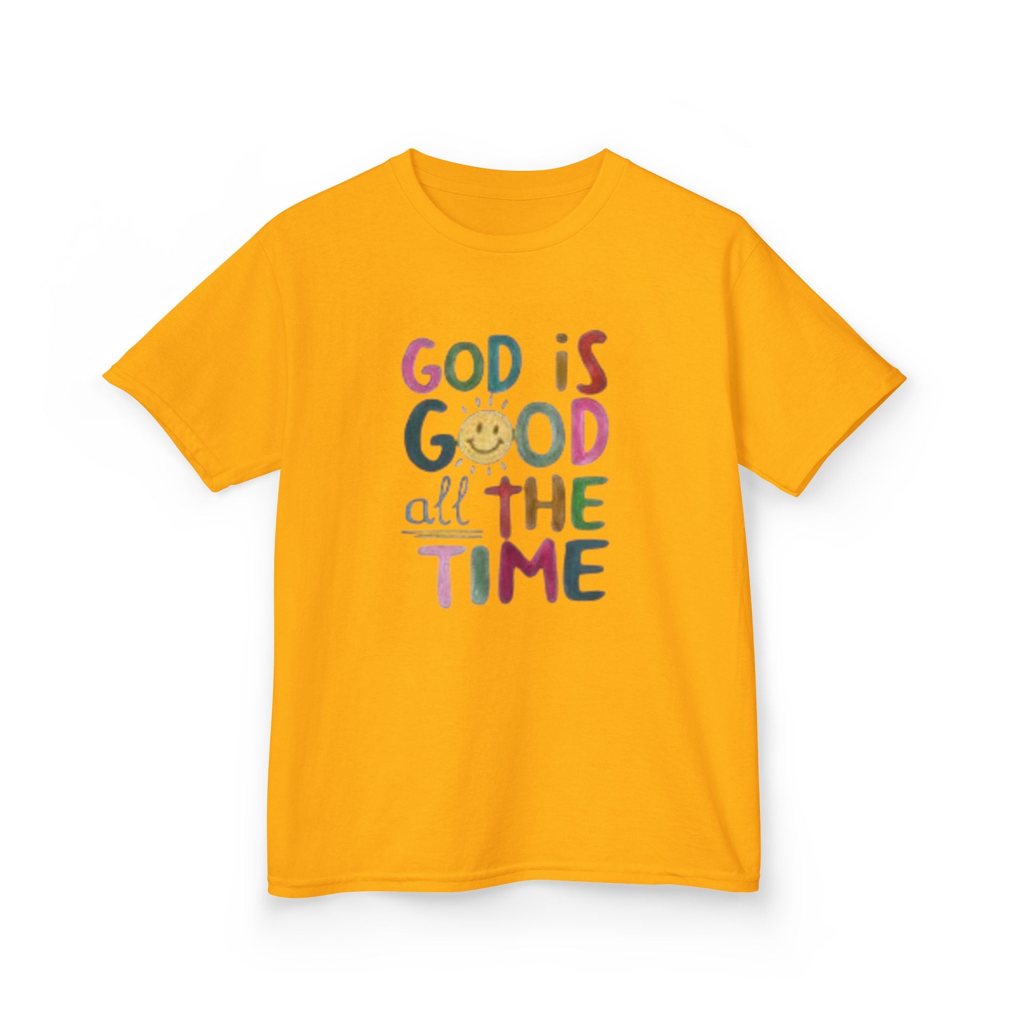 Kids Tee — "God Is Good All The Time" Colorful Faith Graphic