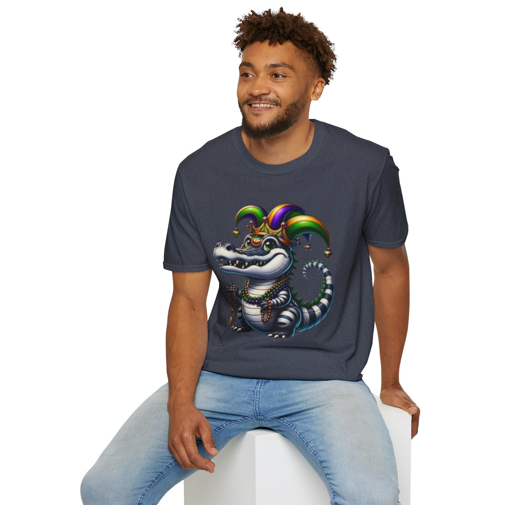 Mardi Gras Jester Alligator T-Shirt — Carnival Croc Graphic Tee