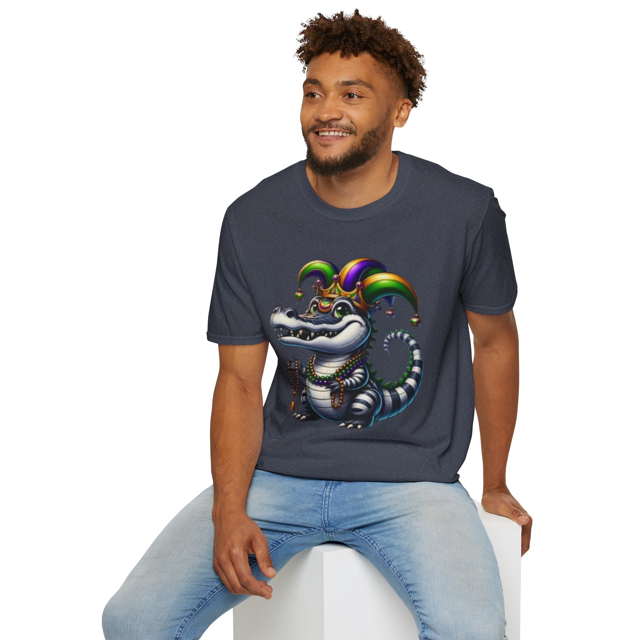 Mardi Gras Jester Alligator T-Shirt — Carnival Croc Graphic Tee