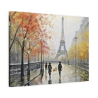 Paris Eiffel Tower Autumn Street Matte Canvas Wall Art, Stretched 1.25"