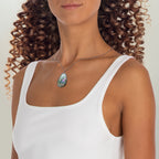Spring Meadow Oval Pendant Necklace — Floral Photo Teardrop Jewelry
