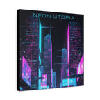 Neon Utopia Cyberpunk Cityscape, Matte Canvas