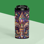 Fleur-de-Lis Can Cooler – Jewel-Tone Mardi Gras Beverage Koozie