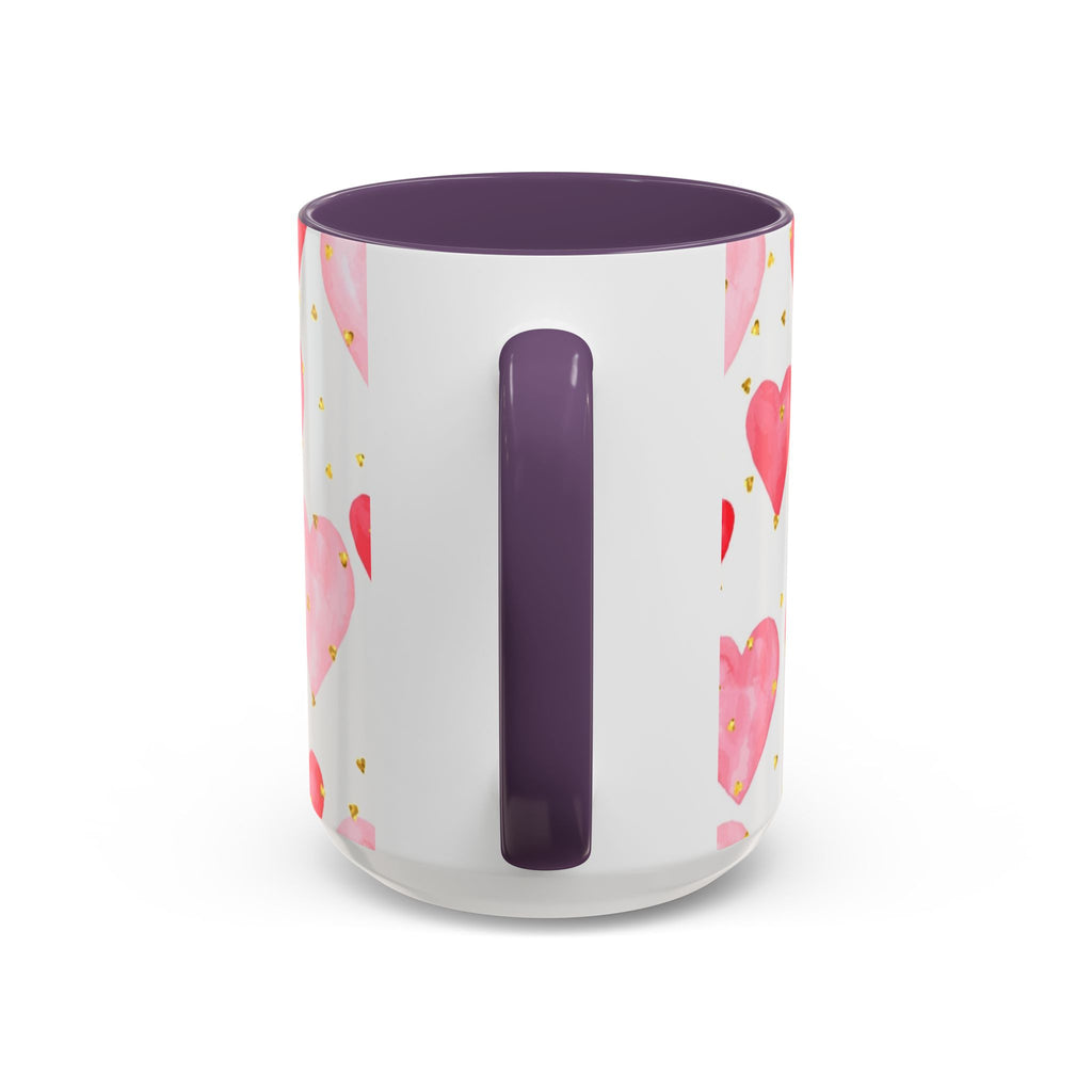 Pink Watercolor Hearts Accent Coffee Mug — Romantic Valentine’s Day Gift