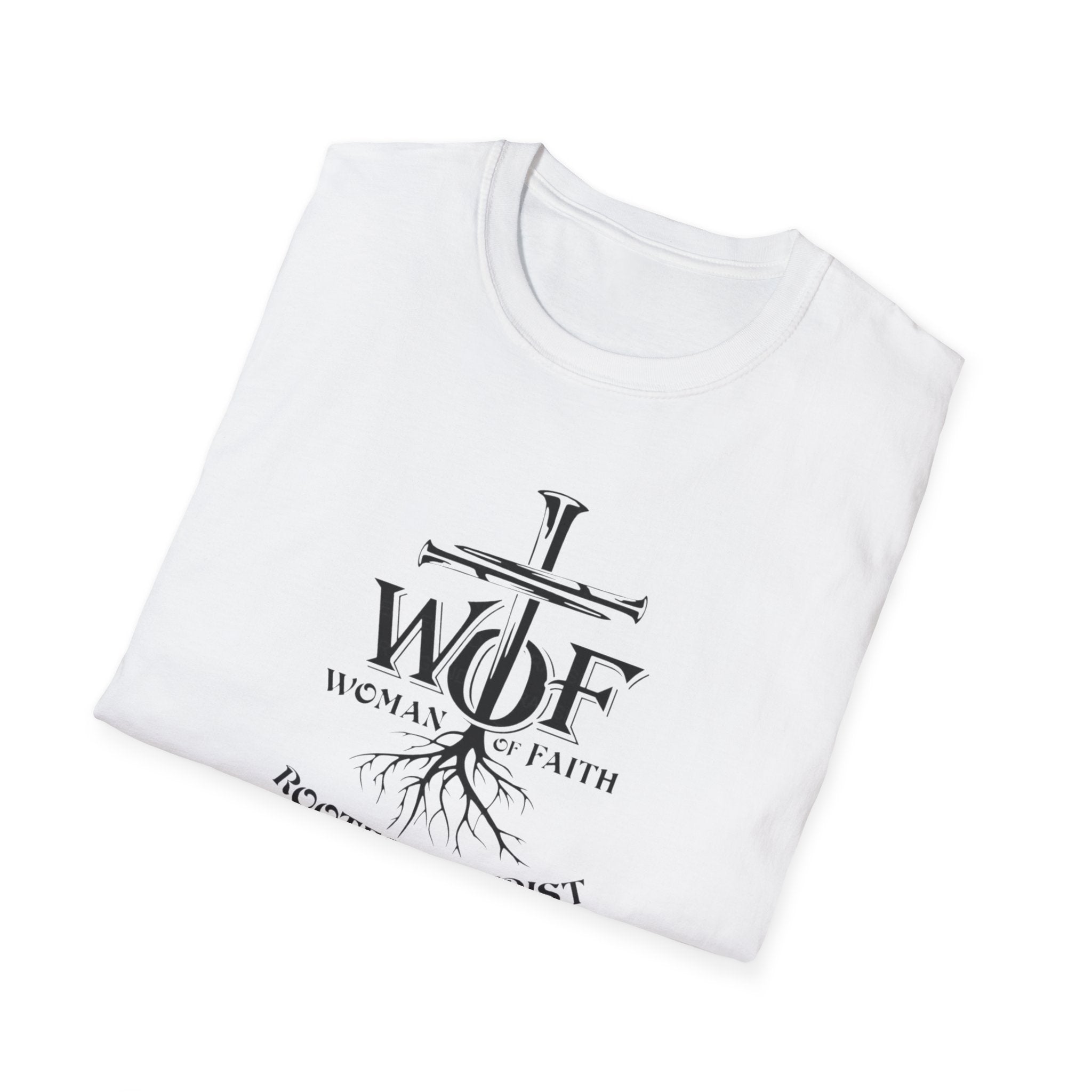 Faith T-Shirt - "WOF Woman of Faith Rooted in Christ" Christian Tee