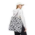 Heart Pattern Tote Bag — Black & White Hand-Drawn Hearts All-Over Print