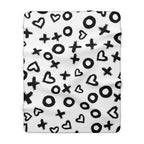 Black & White XOXO Hearts Sherpa Fleece Blanket — Cozy Plush Throw for Living Room, Gifts & Valentine’s Day