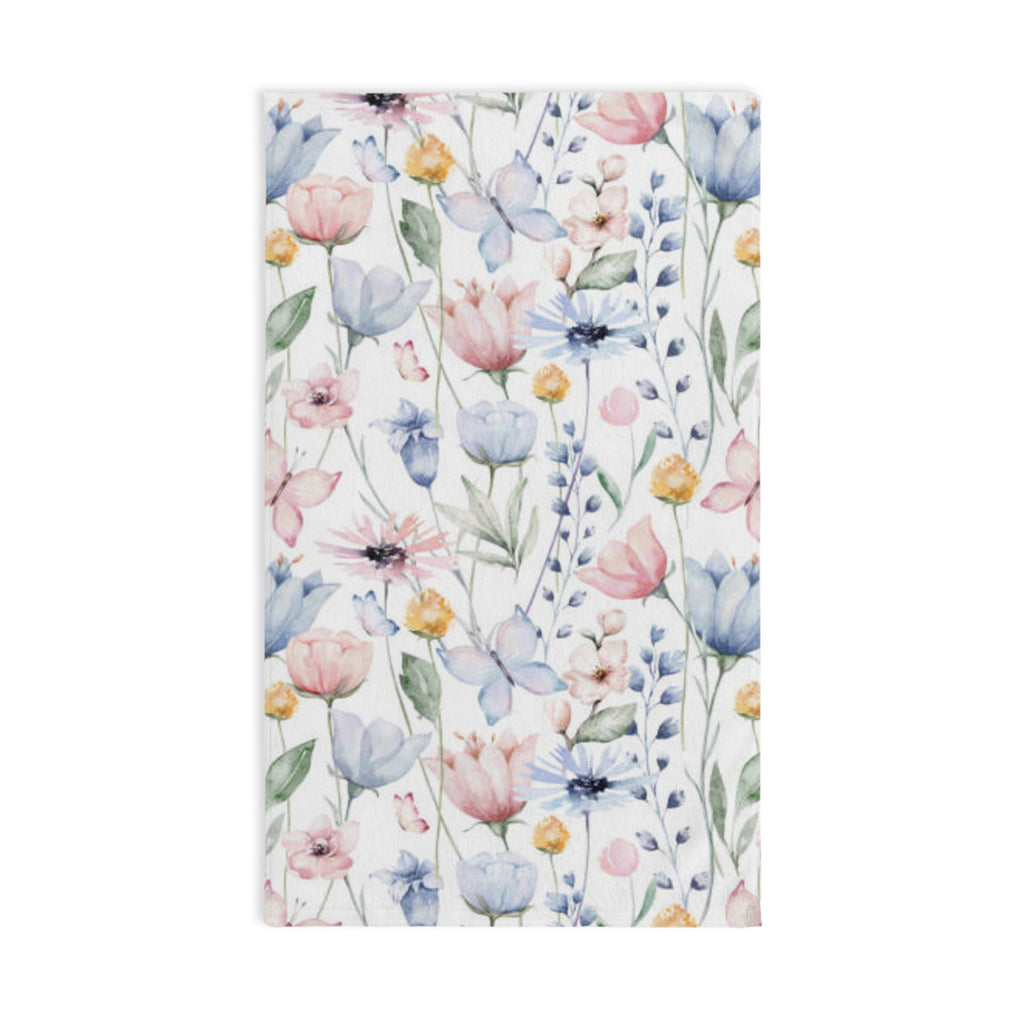 Floral Watercolor Hand Towel — Pastel Wildflower Kitchen & Bath Towel