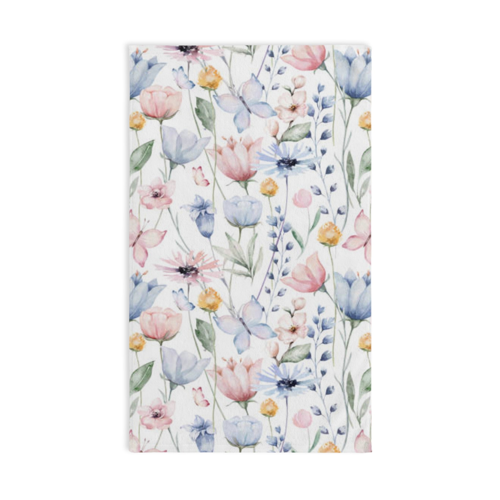 Floral Watercolor Hand Towel — Pastel Wildflower Kitchen & Bath Towel