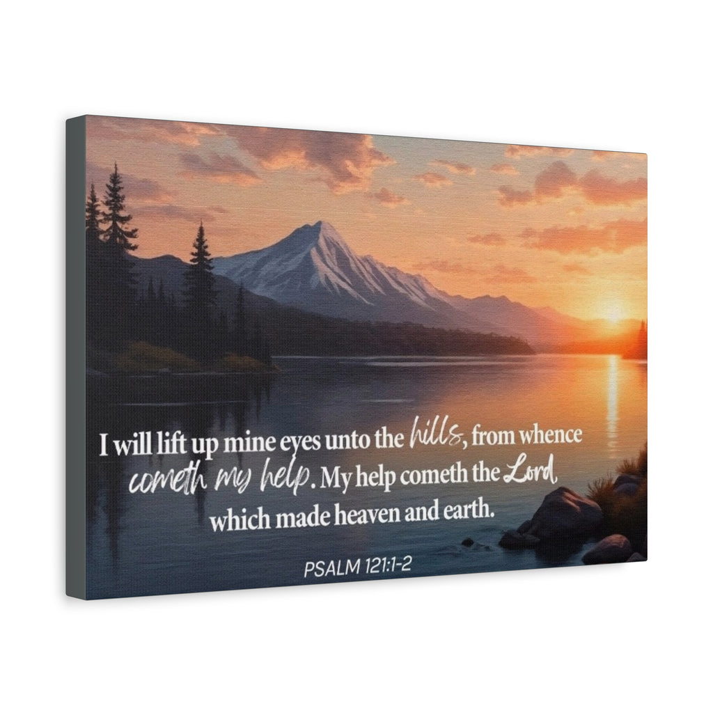 Psalm 121 Canvas Wall Art — "I Will Lift Up Mine Eyes unto the Hills" Inspirational Landscape