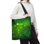 Green Bokeh Tote Bag — Sparkling Nature-Inspired All-Over Print Tote
