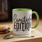 Limited Edition Accent Coffee Mug — Pink Interior, 'Limited Edition' Graphic (11/15oz)