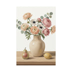 Floral Vase Canvas Wall Art — Pastel Peonies & Ranunculus Stretched Print