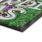 Mardi Gras Glass Cutting Board – Colorful Carnival Kitchen Decor