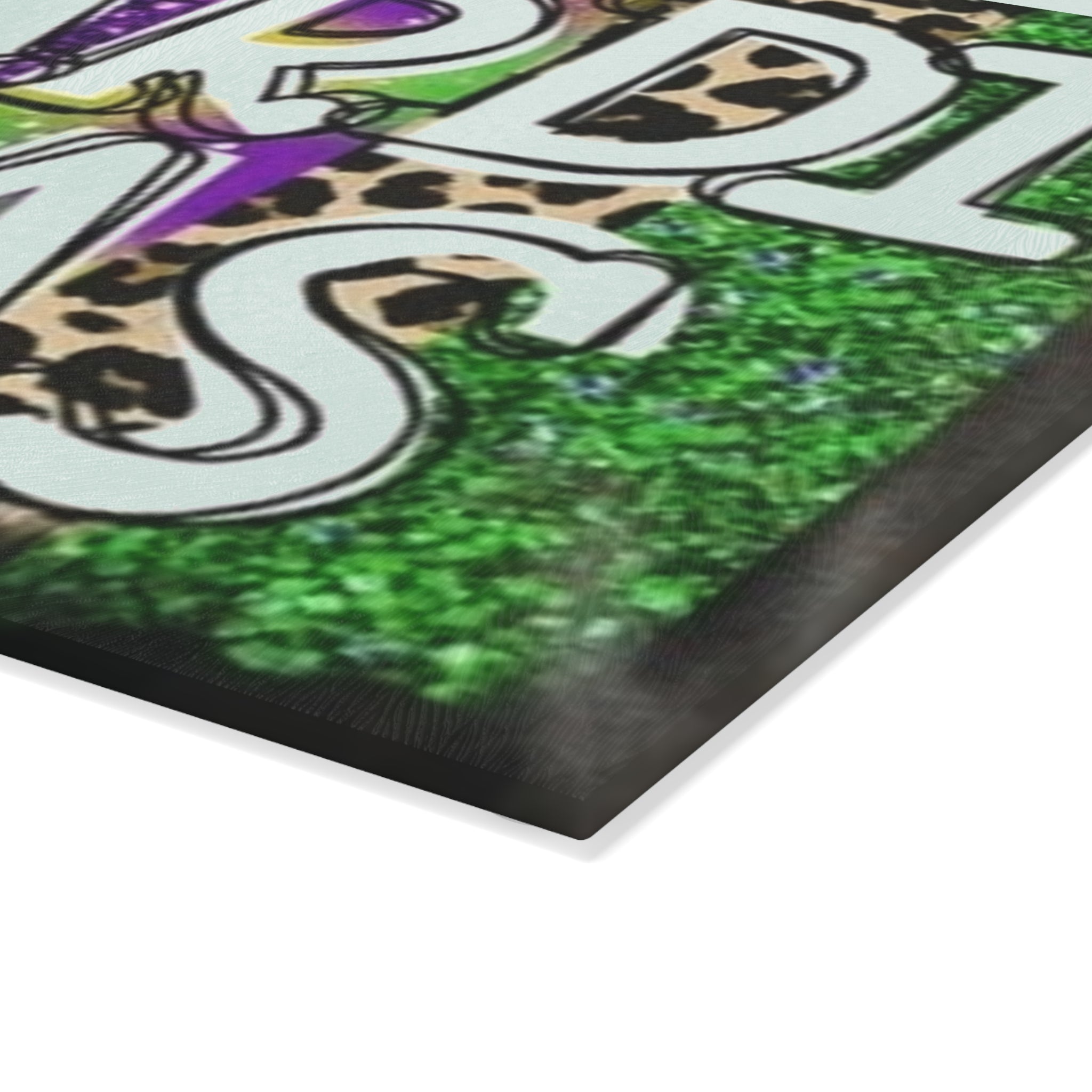 Mardi Gras Glass Cutting Board – Colorful Carnival Kitchen Decor