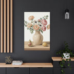 Floral Vase Canvas Wall Art — Pastel Peonies & Ranunculus Stretched Print