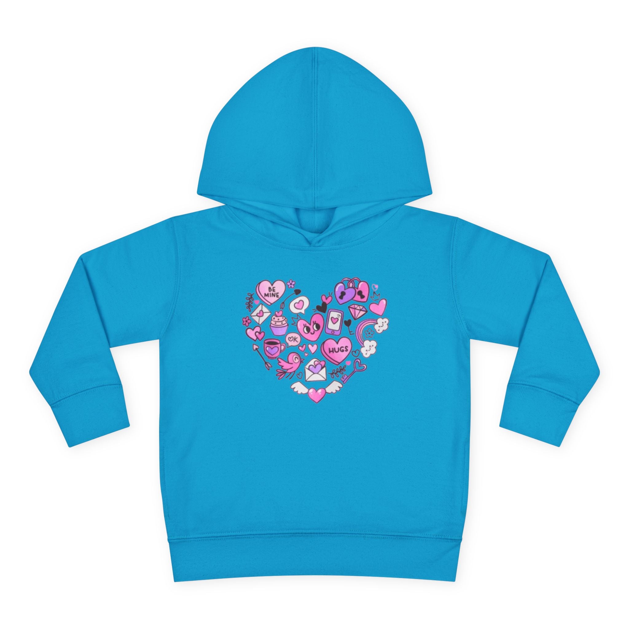 Toddler Heart Doodle Hoodie – Pink Love Icons Pullover