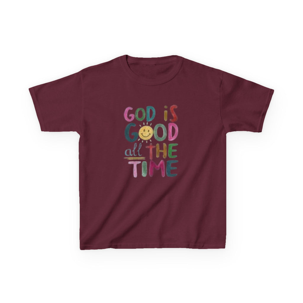 Kids Tee — "God Is Good All The Time" Colorful Faith Graphic