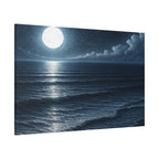 Moonlit Ocean Canvas Wall Art — Serene Night Seascape Matte Stretched Print