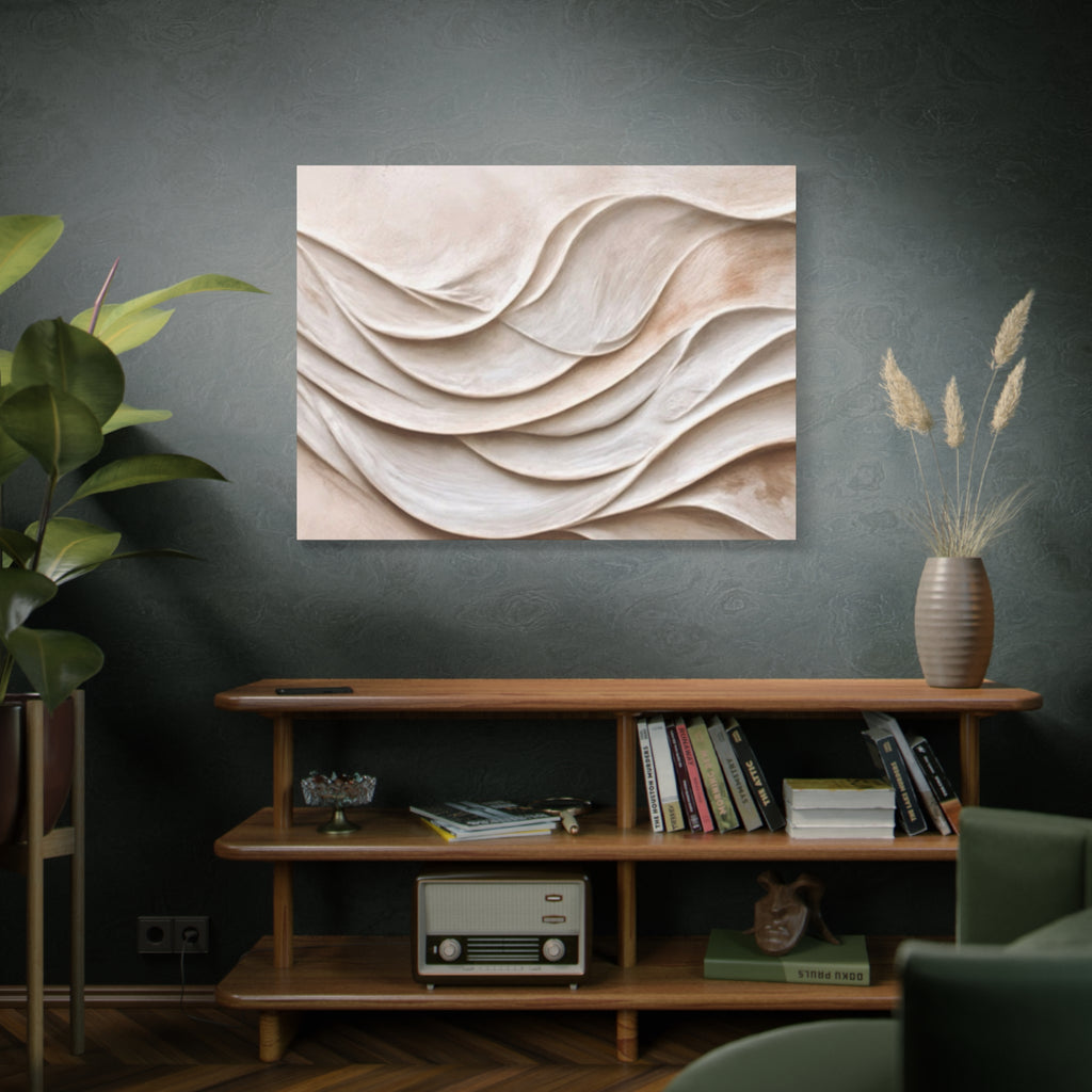 Neutral Abstract Wave Texture Matte Canvas Wall Art
