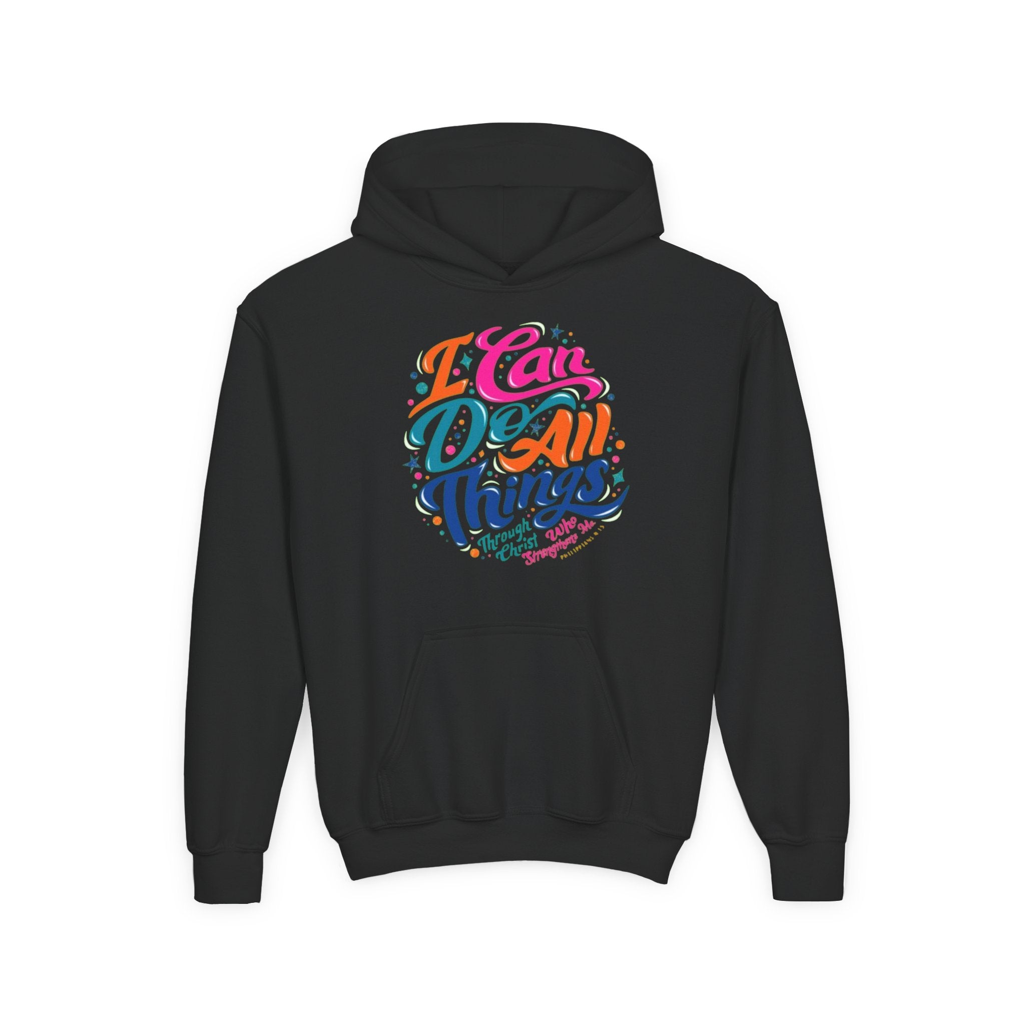 Youth Hoodie — "I Can Do All Things" Inspirational Christian Sweatshirt
